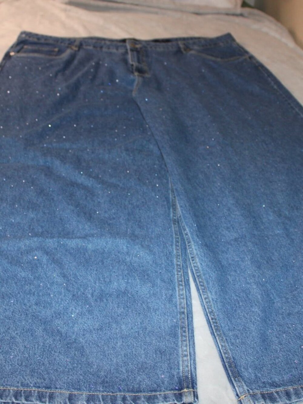 Scoop Glitter Wide Leg Cropped Denim Pants